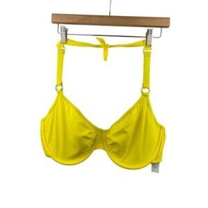 Tara Grinna Underwire Halter Bra 38DD Yellow Adjustable Straps